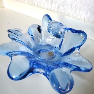VTG Murano Blue Glass Art  Candy Trinket Dish